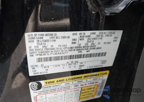 2018 Ford Expedition Max Platinum z USA, uszkodzony, nr VIN 1FMJK1LT1JEA63277